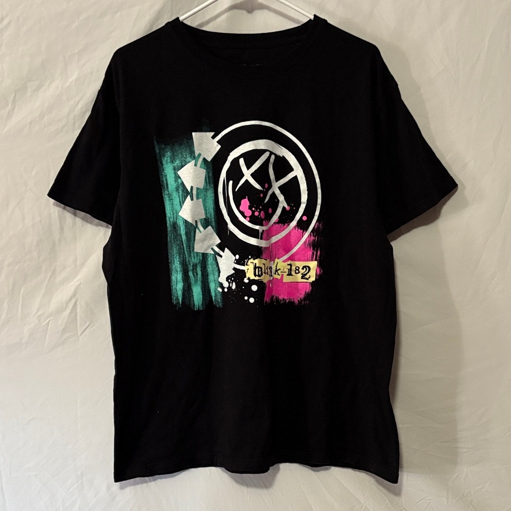 Blink-182 Band T-Shirt with Smiley Face Graphics